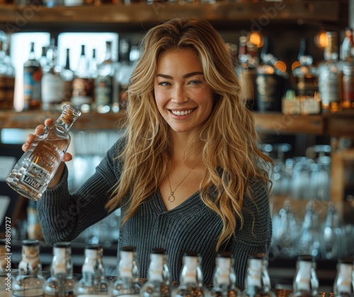 woman drinking in a bar sur...