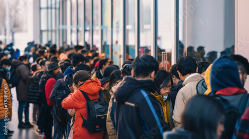 long queue in fornt of store because of new smartphone