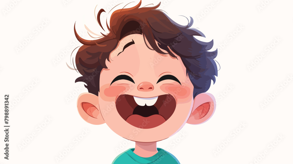 Happy kid face portrait. Funny boys avatar with ton