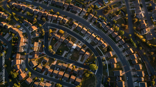 Suburban Monotony: Aerial Perspective. Generative AI