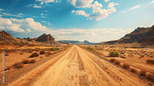 Dirt road in the desert of Utah, United States of America.