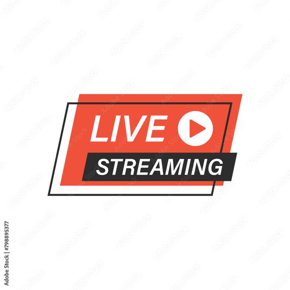 Live stream button icon in flat style. Webinar vector illustration on isolated background. Streaming sign business concept. Live stream button icon in flat style. Webinar vector illustration on isolated background. Streaming sign business concept.