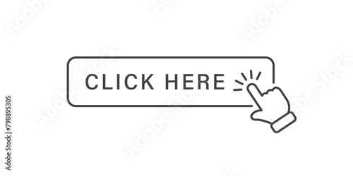 Click here banner icon in flat style. Ecommerce vector illustration on isolated background. Shopping sign business concept.