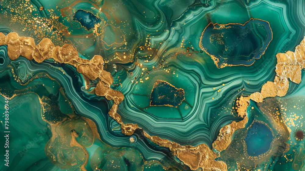 Agate-inspired texture in deep forest green and metallic gold alcohol ink, ultra HD. Agate-inspired texture in deep forest green and metallic gold alcohol ink, ultra HD.