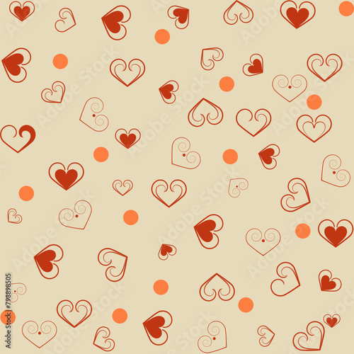 Chaotic colorful heart and polka seamles pattern 2