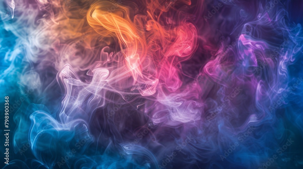 Fototapeta premium A colorful abstract background of smoke from flavored hookah pipes, swirling in mesmerizing patterns.