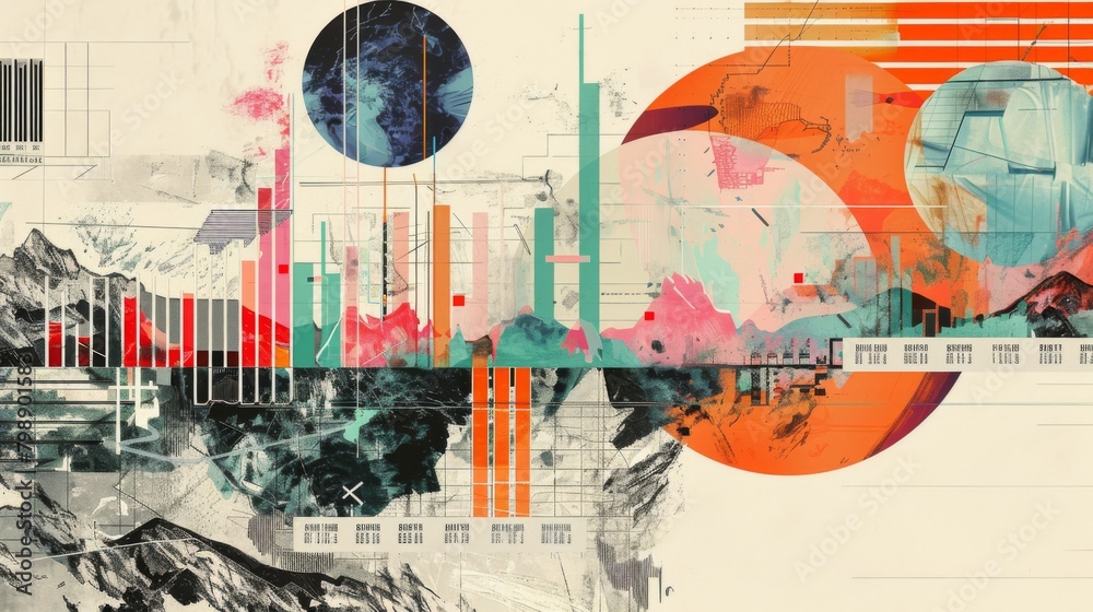 A creative collage of business graphs, representing the complexity and diversity of economic data.