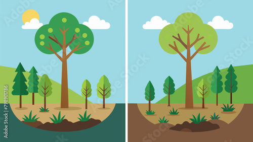 A comparison of soil quality in a deforested area versus a reforested one with the latter showing signs of improved fertility and nutrient