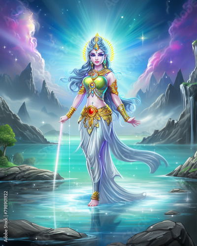 As the consort of Vishnu the preserver god Lakshmi also represents the aspect of wealth that sustains life and the order of the universe accompanying Vishnu in all his incarnations photo