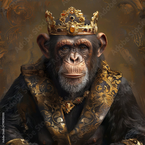 Visionary king of monkey apes pioneering advancements for his societys prosperity photo