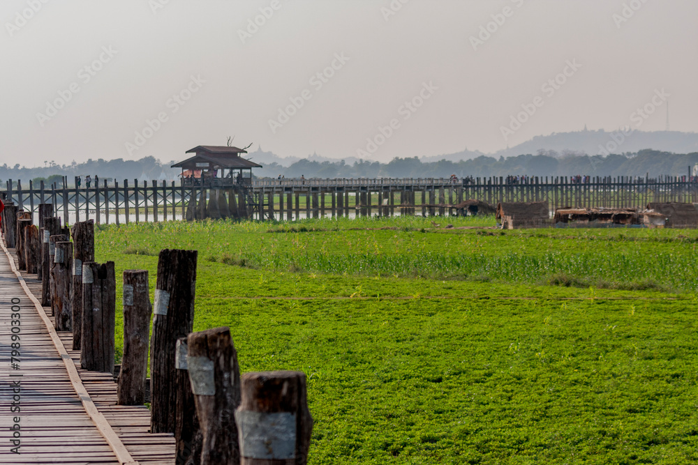U Bein Bridge, Taungthaman Lake, Amarapura Township, Myanmar.