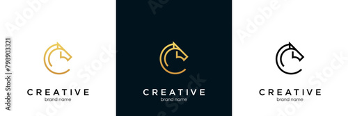 Vector linear icons and logo design elements - horse vector