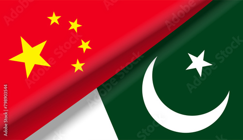 Pakistan and China folded flags Background photo