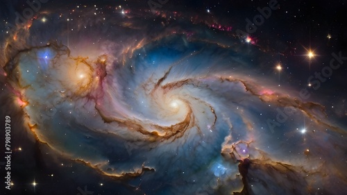 Planets and stars in space galaxy 