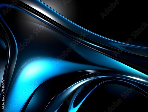 Captivating Curves Dynamic Abstract Interplay of Blue and Black