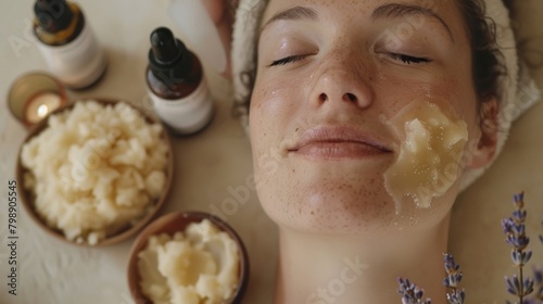 A facial treatment using organic skincare products, highlighting the natural ingredients and their benefits for glowing skin.