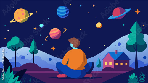 The ling stars above seem to mirror the endless possibilities and unknowns in my life. As I stargaze in my backyard I find myself lost in. Vector illustration