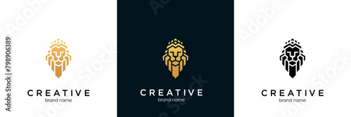 lion head design logo vector