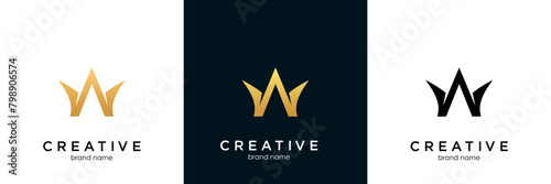 Unique modern geometric creative elegant letter W logo template. Vector icon.