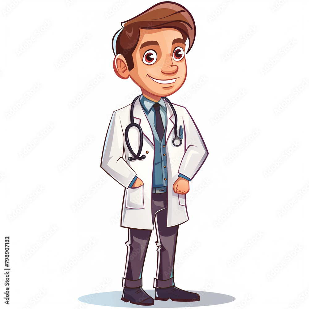 Cute doctor in cartoon vector style isolated on white background Cute doctor in cartoon vector style isolated on white background