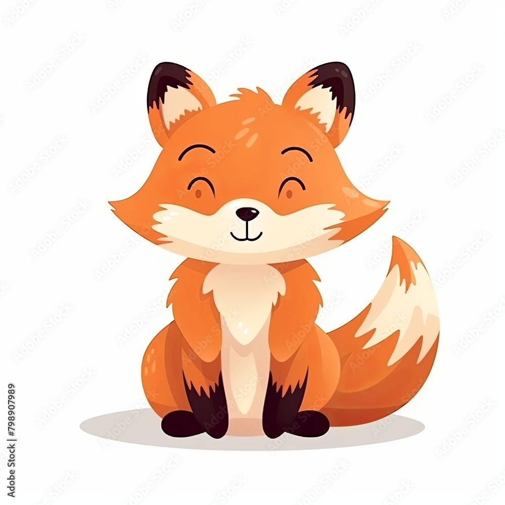 flat illustration of cute pleasant fox flat illustration of cute pleasant fox