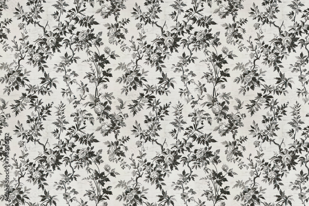 Toile floral pattern tapestry. Vintage botanical wallpaper pattern. Background image. Created with Generative AI technology