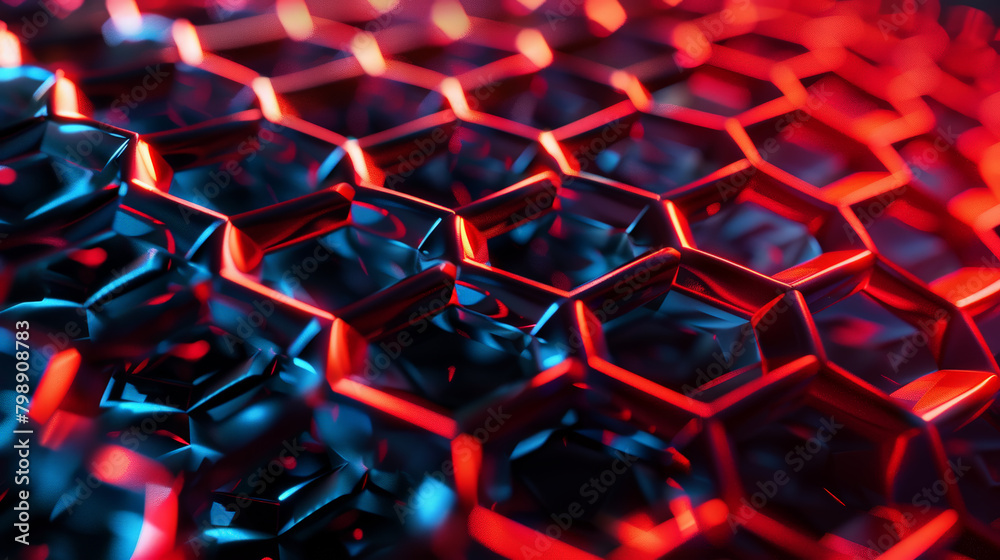 Fototapeta premium Radiant Hive: Mesmerizing 3D Honeycomb Art. Generative AI