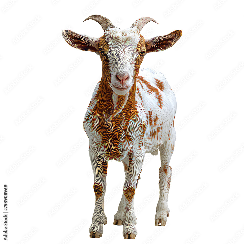 Fototapeta premium Brown and white baby goat with horns cutout