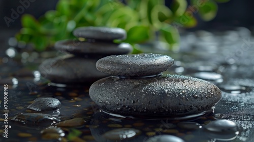 A hot stone massage therapy session, with smooth river stones placed on the body to release tension and promote natural healing.