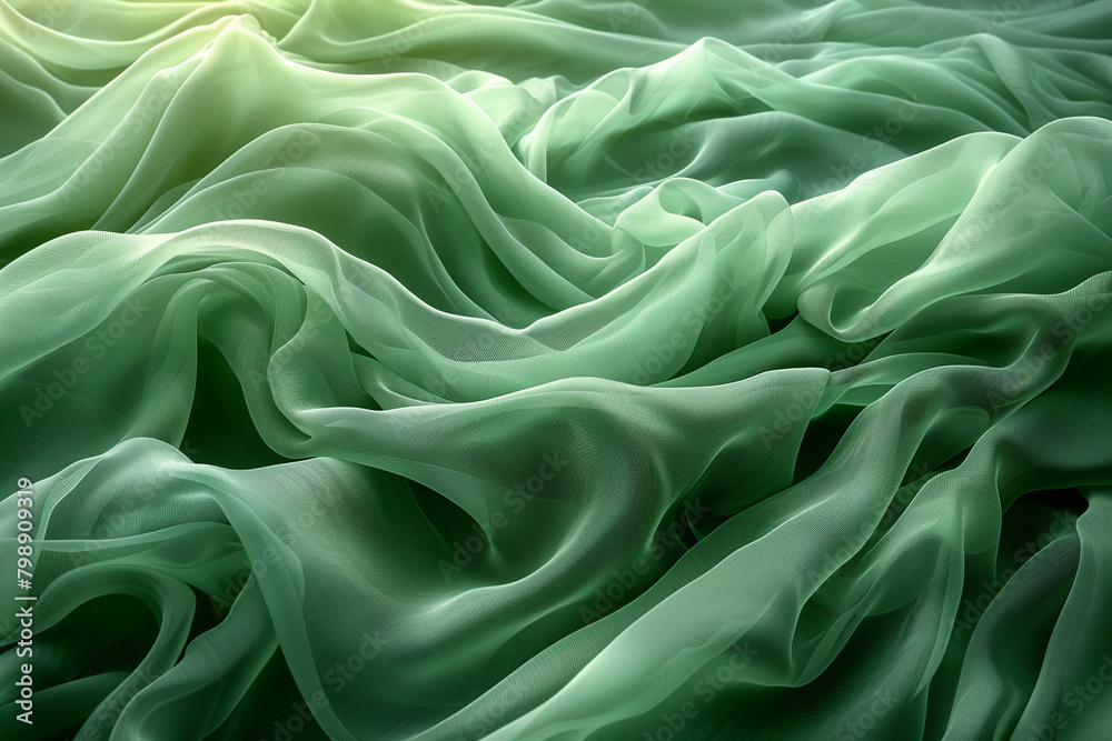 Detailed close up of green fabric with abstract waves pattern wallpaper Detailed close up of green fabric with abstract waves pattern wallpaper