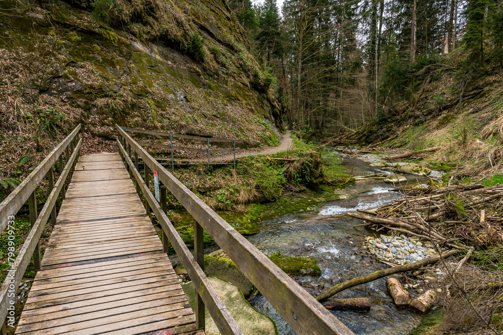 Attractive hike through the Hausbachklamm near Weiler im Allgau Attractive hike through the Hausbachklamm near Weiler im Allgau