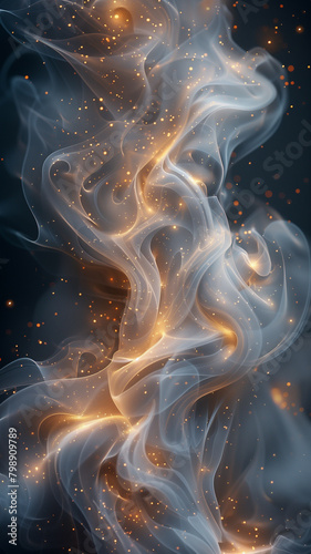 Detailed view of swirling smoke against a black backdrop vertical background