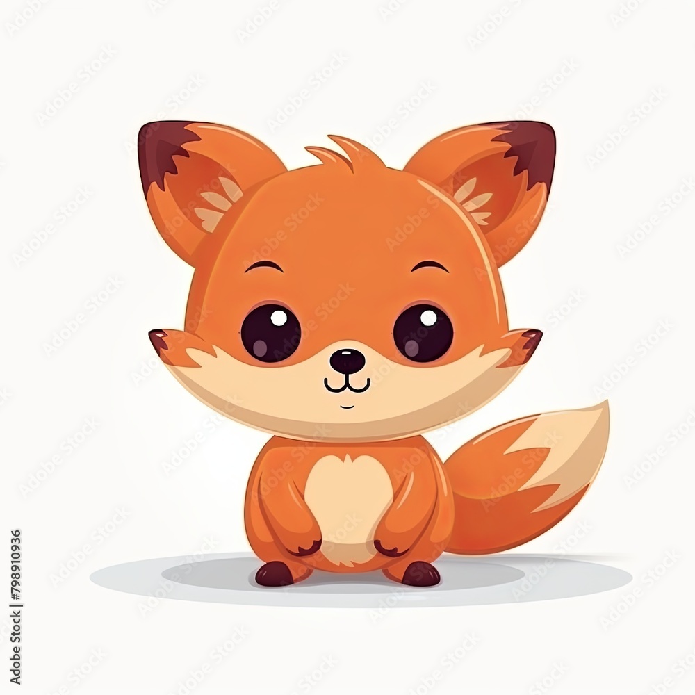 flat illustration of cute pleasant fox flat illustration of cute pleasant fox