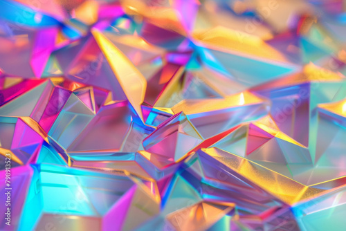 Texture resembling holographic prisms  featuring iridescent colors and reflective properties. Holographic prism textures offer a futuristic and eye-catching backdrop
