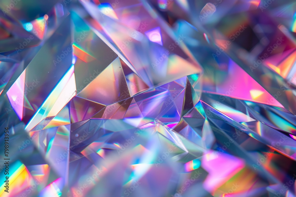 © grey - Texture resembling holographic prisms, featuring iridescent colors and reflective properties. Holographic prism textures offer a futuristic and eye-catching backdrop