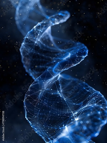 Ethereal Glowing DNA Helix in Dreamy Digital Art Minimalist Style