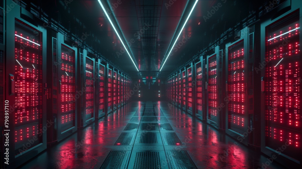 A secure data center hosting blockchain nodes, demonstrating the physical infrastructure supporting the decentralized operation of blockchain networks.