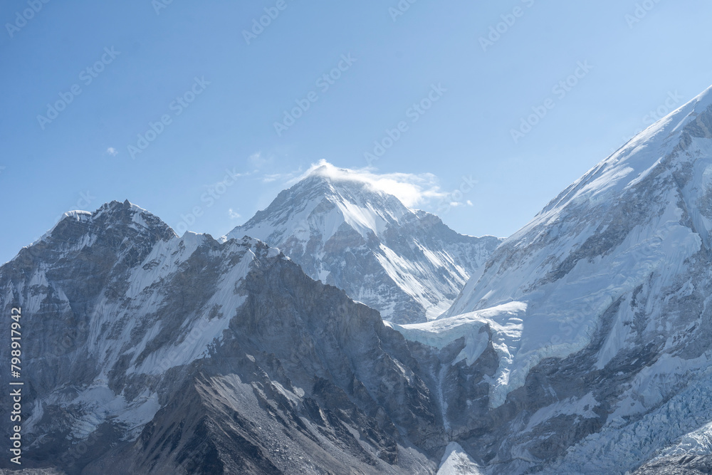 The snow-covered landscape of the Himalayas is an unforgettably beautiful sight.