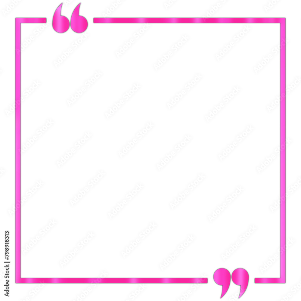 Glossy Pink Text Border or Frame with Quotation Marks