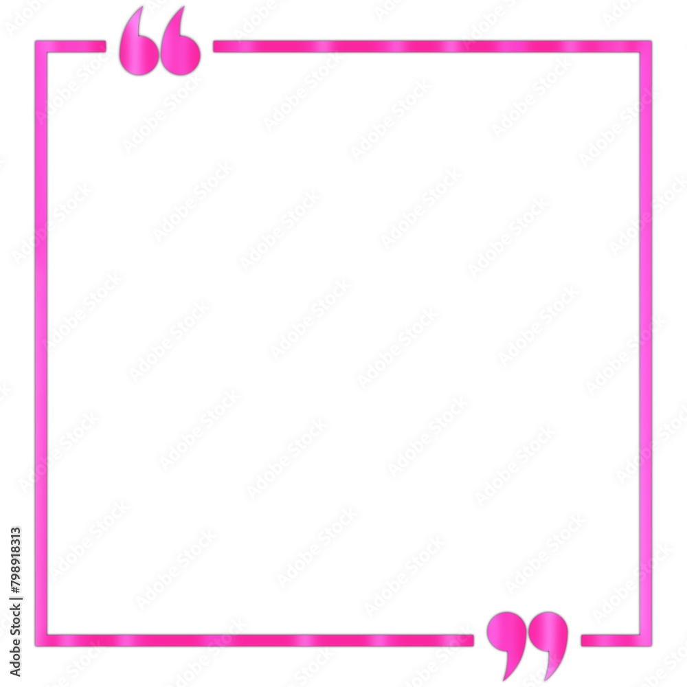 Glossy Pink Text Border or Frame with Quotation Marks Glossy Pink Text Border or Frame with Quotation Marks