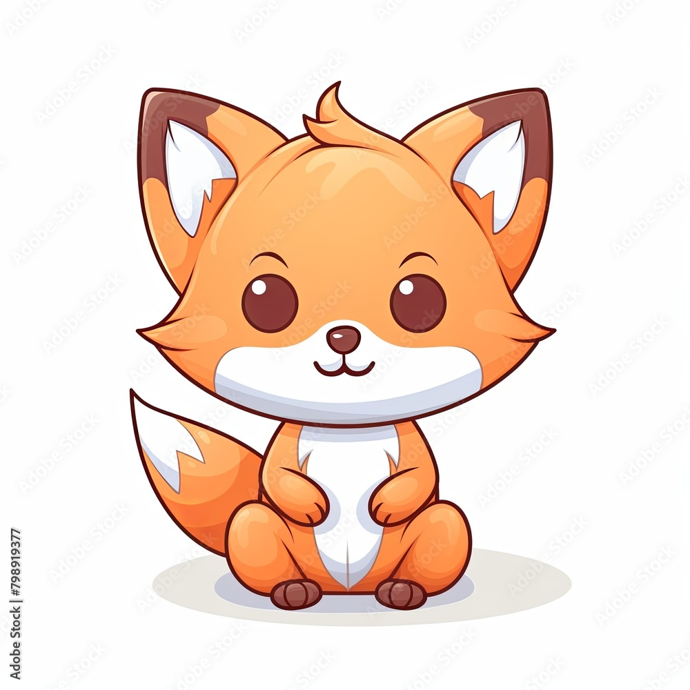 flat illustration of cute pleasant fox flat illustration of cute pleasant fox