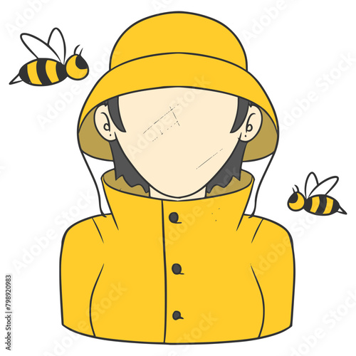 faceless woman beekeeper illustration hand drawn isolated vector	
