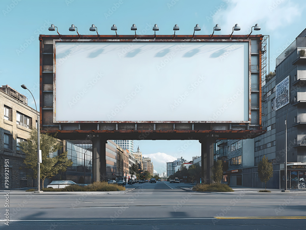 Obraz premium Billboard mockup image, large clean white surface, empty large advertising space, Bigboard