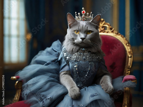 cat dress and crown, AI generated