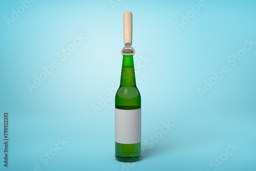 Green bottle with label and popsicle stick top photo