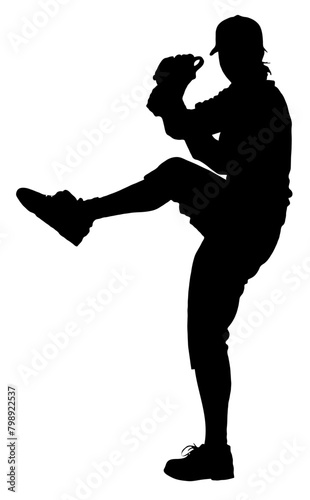 Detailed Sport Silhouette – Female or Woman Baseball Pitcher Ready to Throw