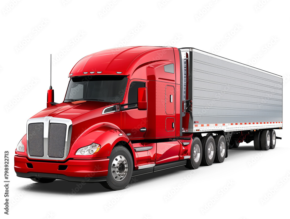 Red Semi Trailer Truck isolated on white Red Semi Trailer Truck isolated on white