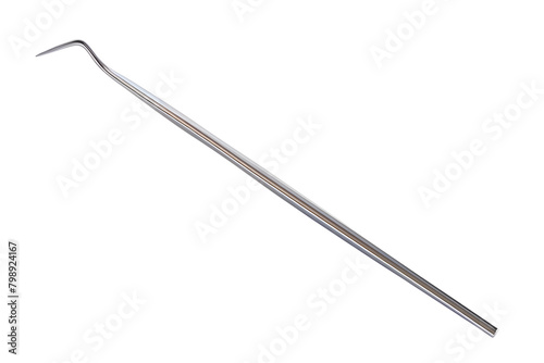Dental probe, medical tool for diagnostic tooth, isolated on transparent background. Realistic closeup probe