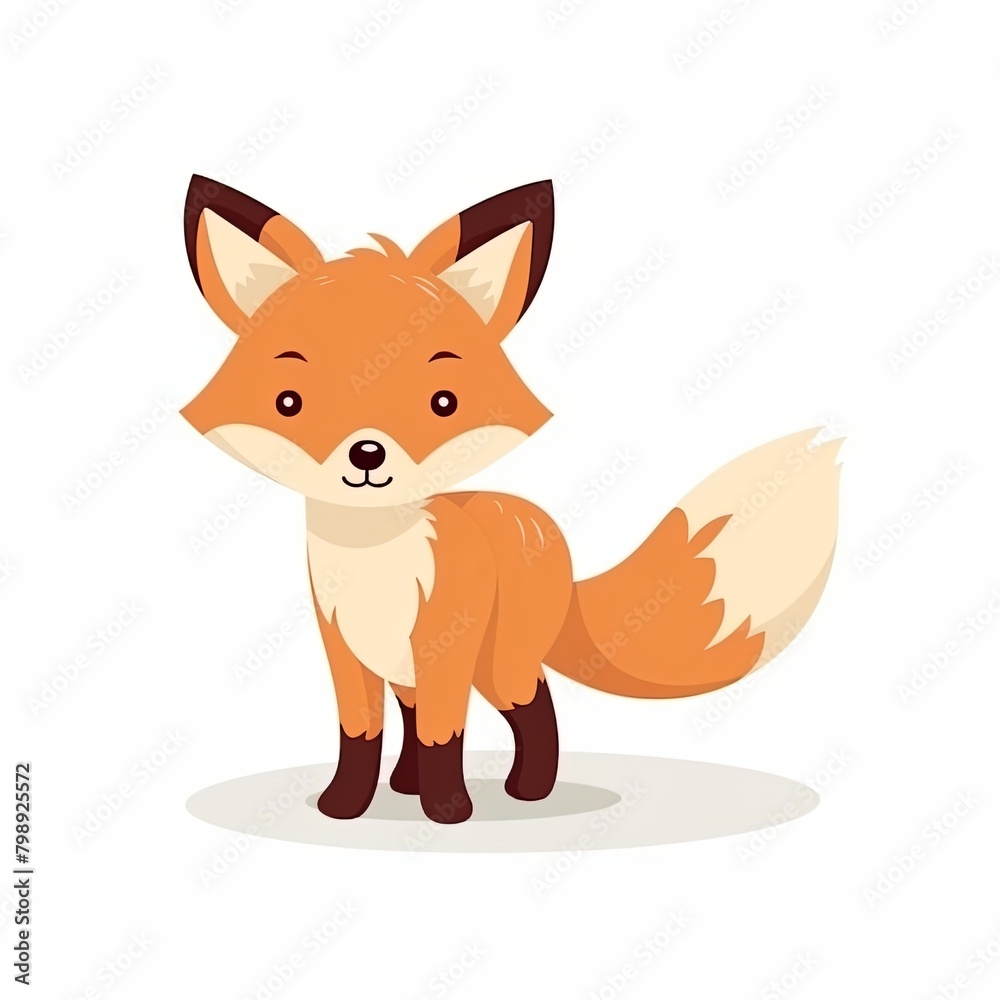 flat illustration of cute pleasant fox flat illustration of cute pleasant fox