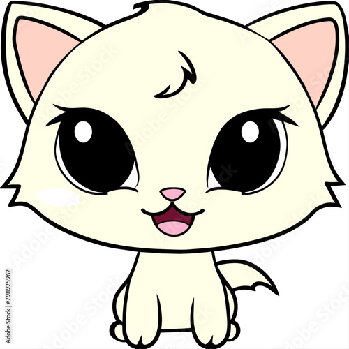 cute cat coloring page for toddlers kawai